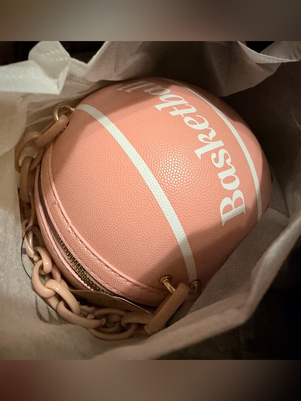Peach-Pink Mini Basketball Crossbody Bag